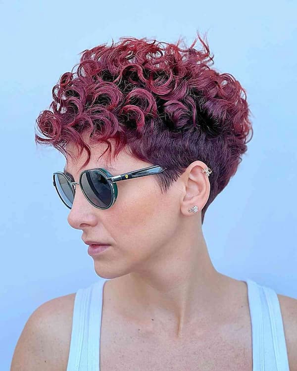 Curly Pixie with Tampered Sides