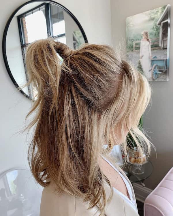Cute Half Up Half Down with Curtain Bangs
