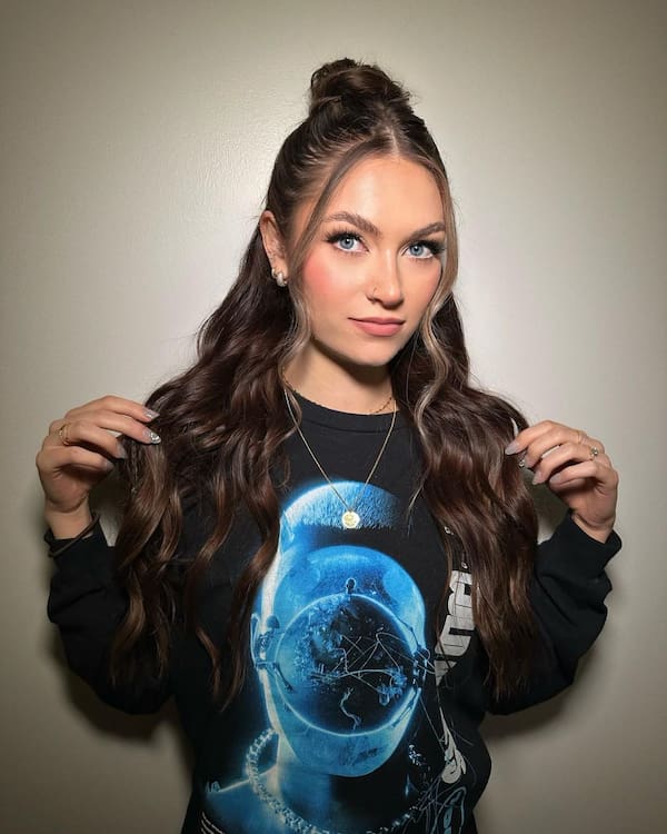 Cute Half Up Half Down with Long Curtain Bangs