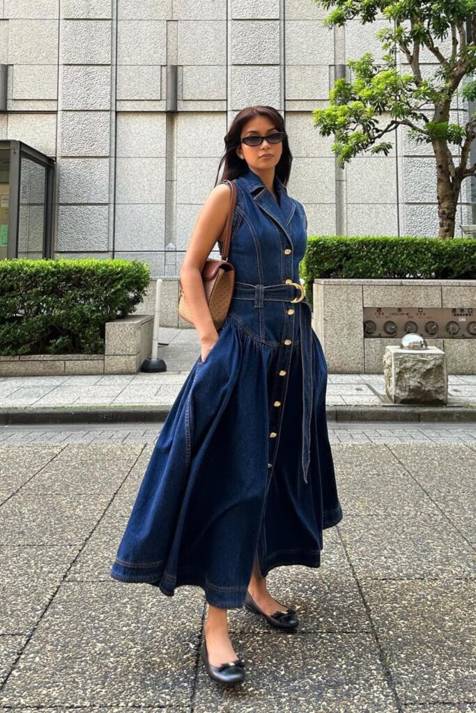 Tailored Dress with Ballet Flats