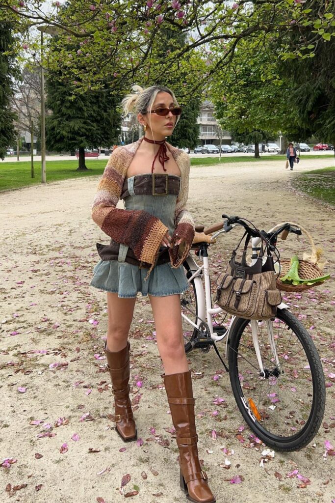 Strapless Minidress with Knee-High Boots