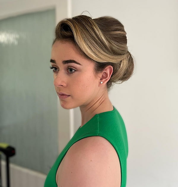 elegant-hair-updo-with-bangs Elegant Hair Updo with Bangs