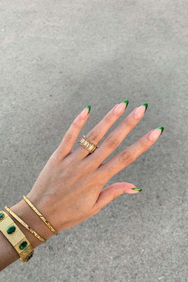Emerald Green French Manicure