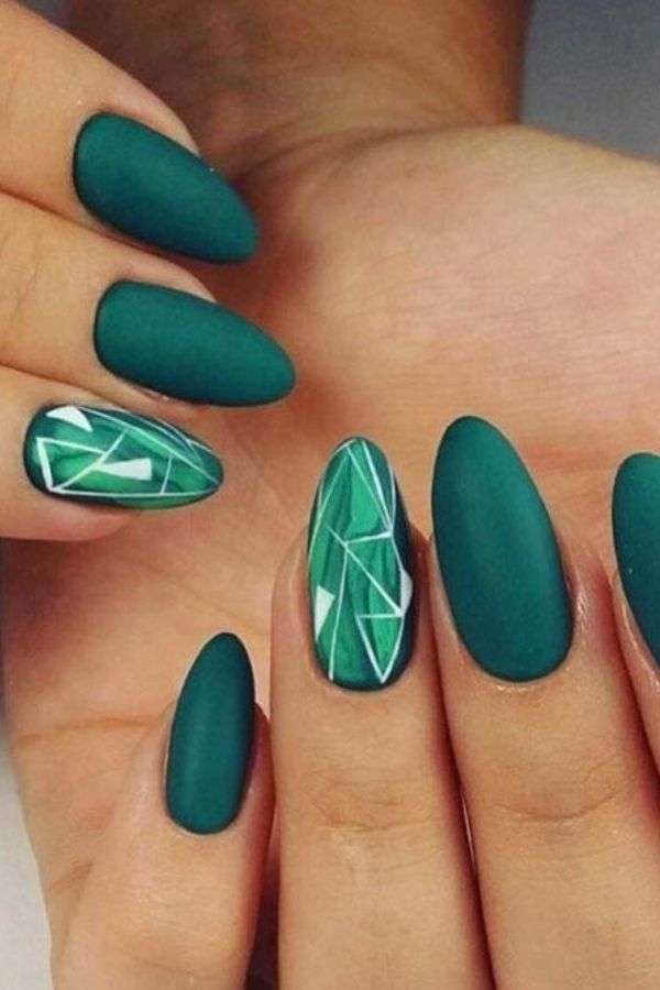 Emerald Green Geometric Nails