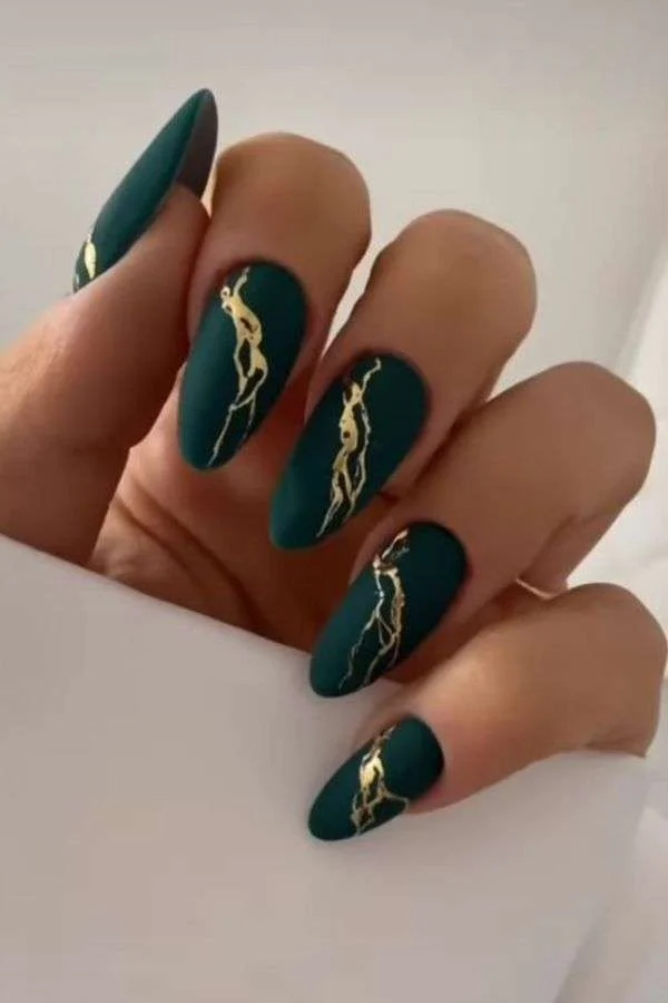 Emerald Green Matte Nails