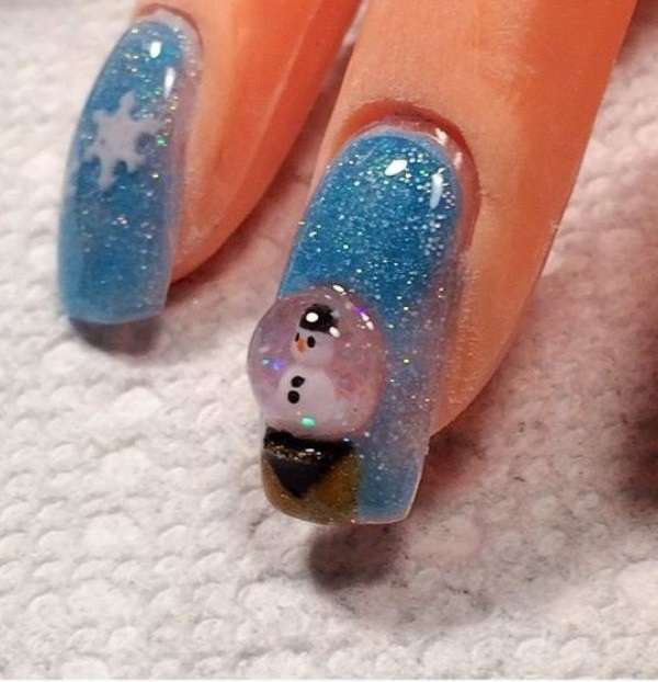 Festive Snow Globe Nails