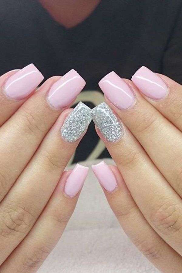 Frozen Elegance Icy Pink and Silver Nails