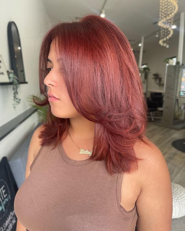 Ginger Feathered Haircut for Thick Hair