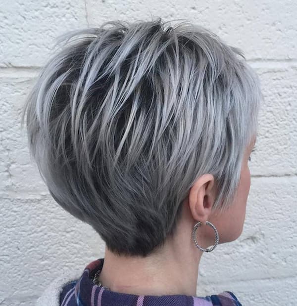 Gray Layered Pixie Haircut