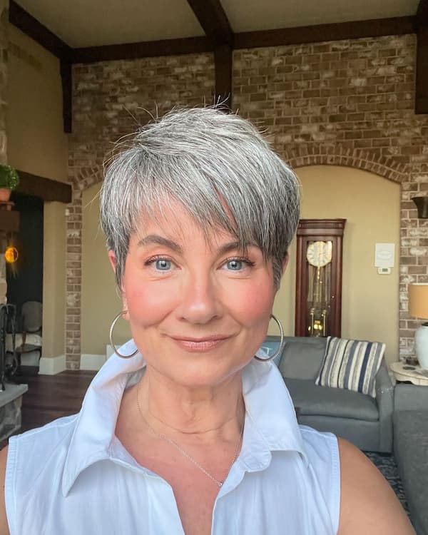 Gray Wispy Pixie Haircut 