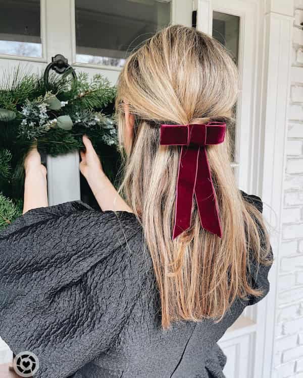 half-up-half-down-with-red-ribbon Half Up Half Down with Red Ribbon