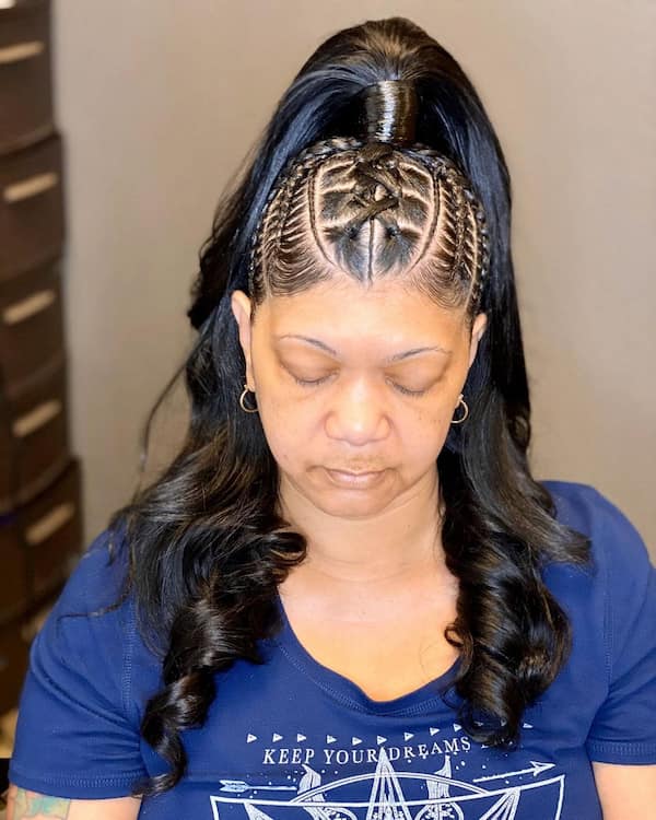 Half Up Ponytail with Tribal Braids