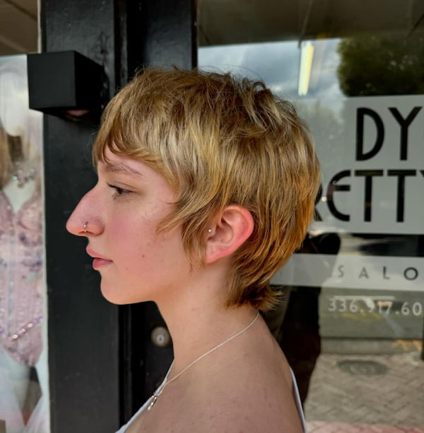 Light Brown Shaggy Pixie Haircut