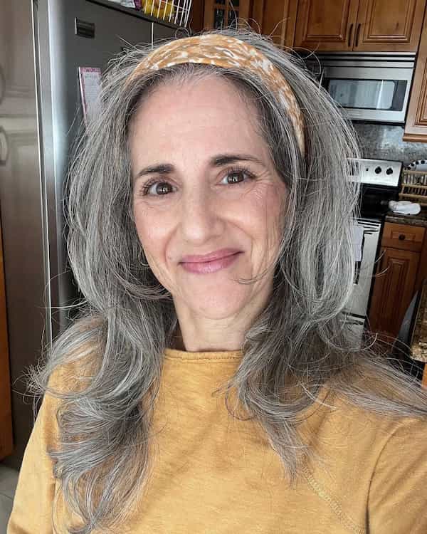 long-gray-haircut-with-headband Long Gray Haircut with HeadBand