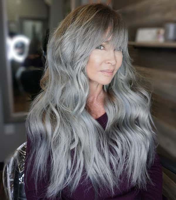 long-wavy-gray-hair-with-fringe Long Wavy Gray Hair with Fringe