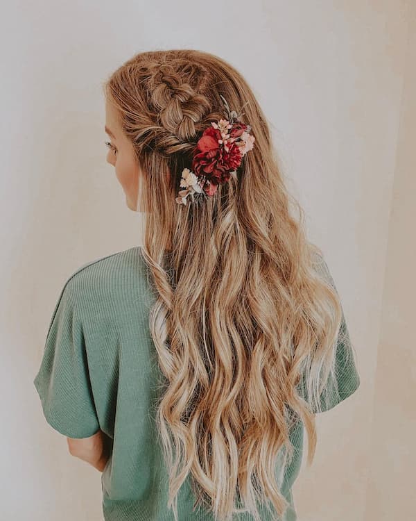 long-wavy-hair-with-red-flowers Long Wavy Hair with Red Flowers