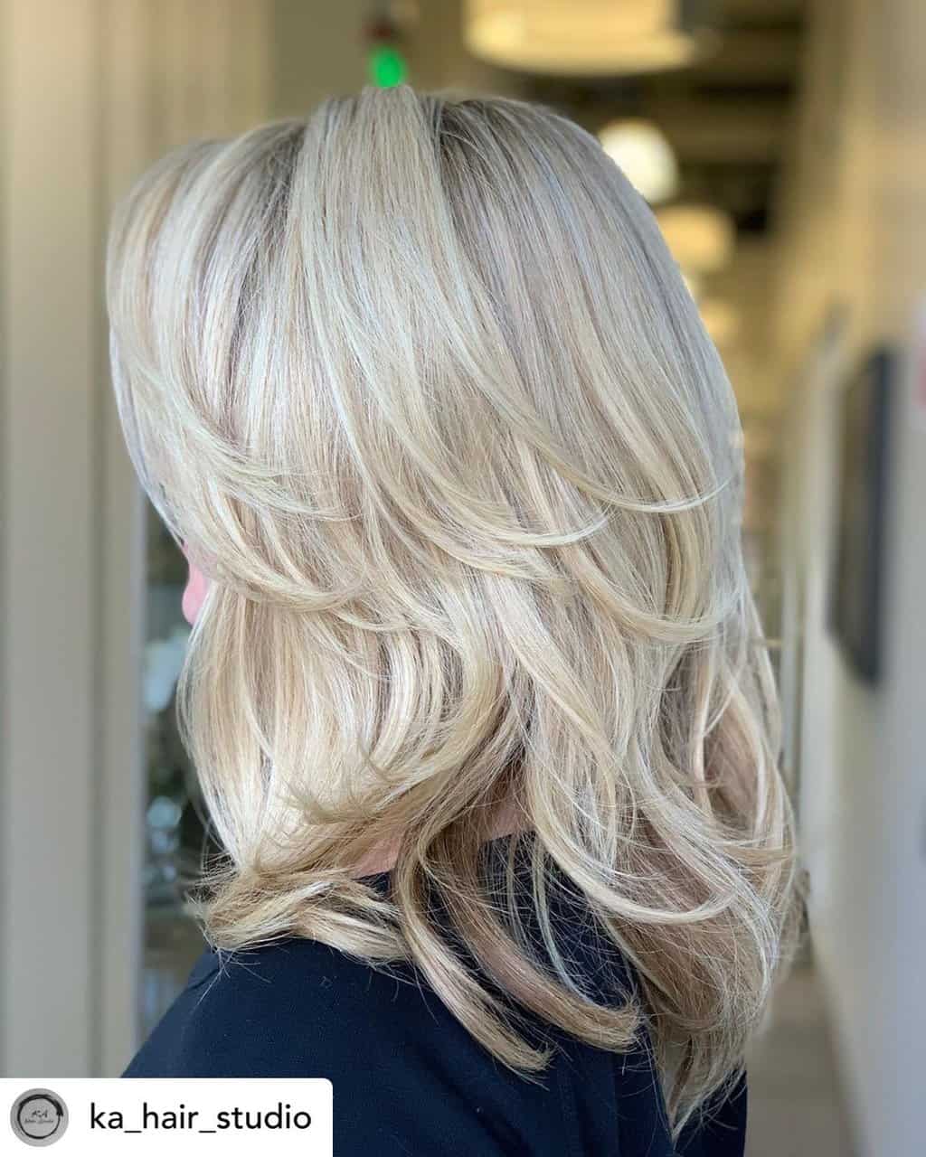 Beautiful layered haircut on medium-length hair.