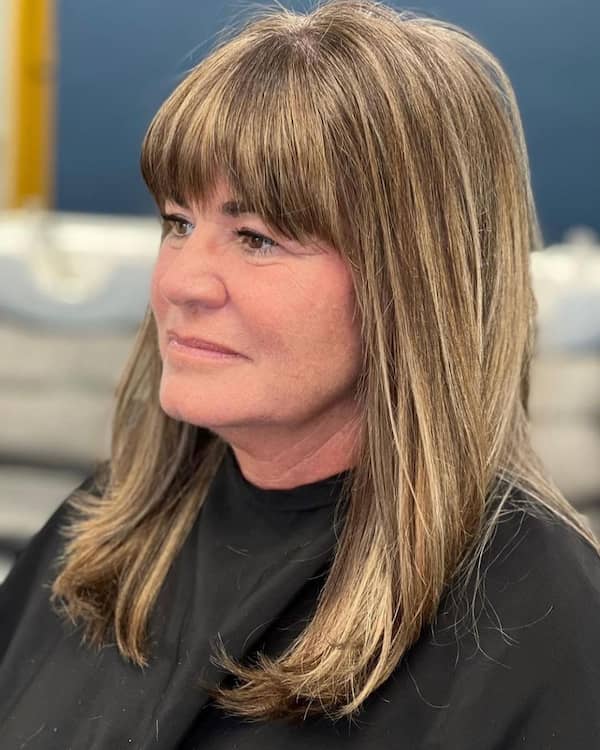 Medium-Length Haircut with Full Fringe