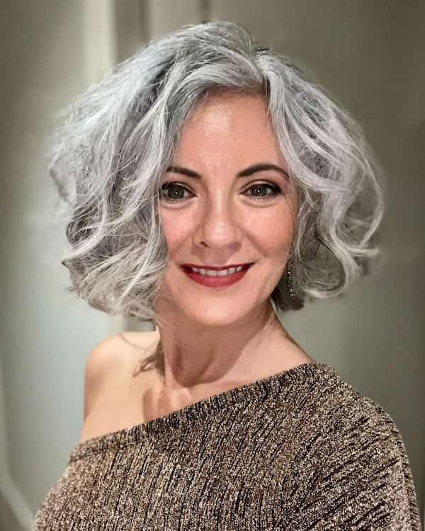 Messy Gray Curly Haircut