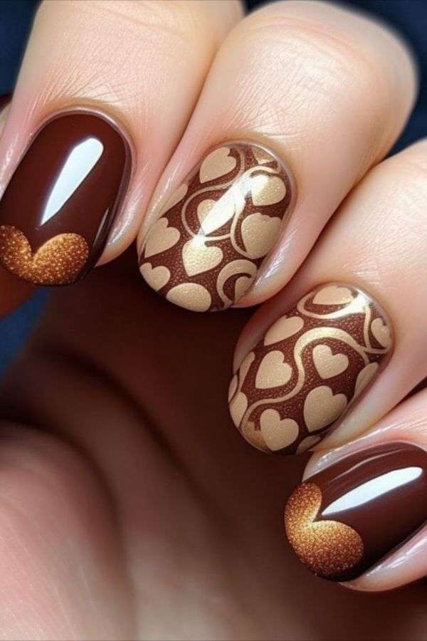 Mocha and Cherry Heart Detailing