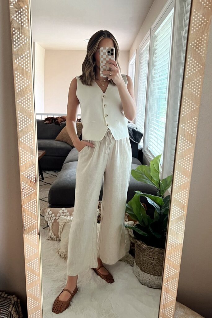 monochromatic-outfit-ideas-2-683x1024-1 Cream Vest and Linen Pants