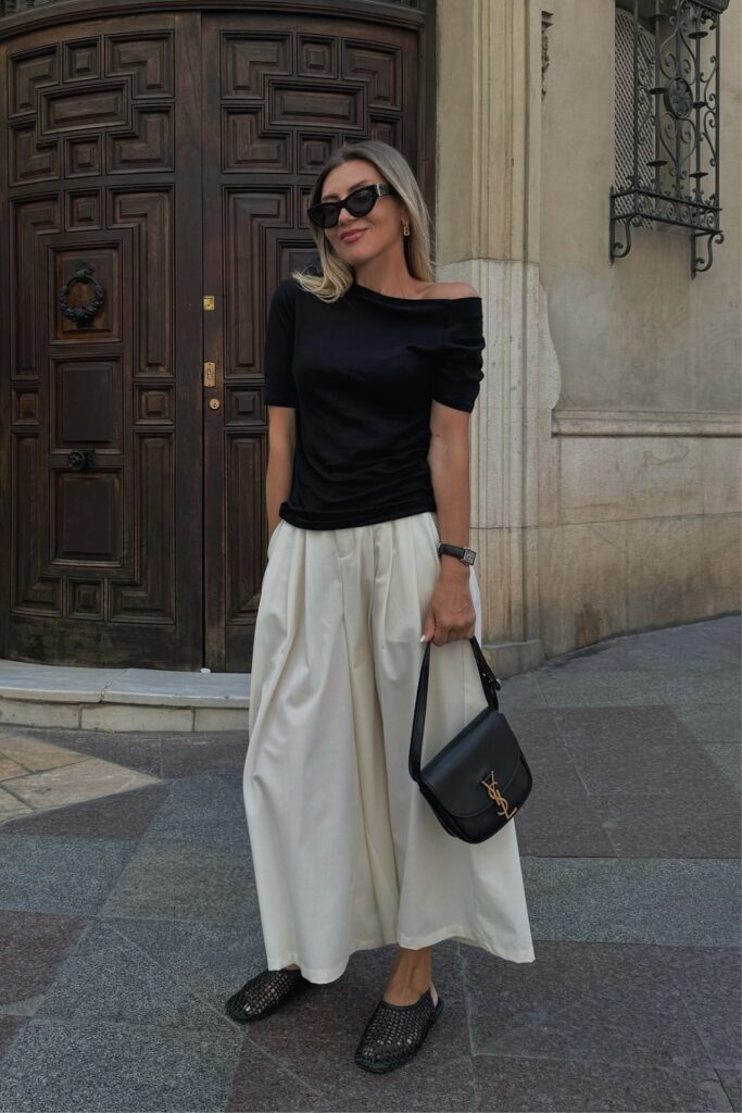 monochromatic-outfit-ideas-20-683x1024-1 Black Top and Cream Skirt