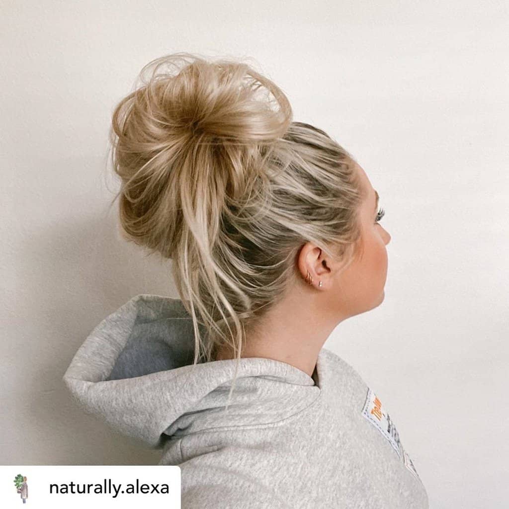 A big messy bun is perfect for next-day hair! Check out more of my favorite next-day hairstyles!