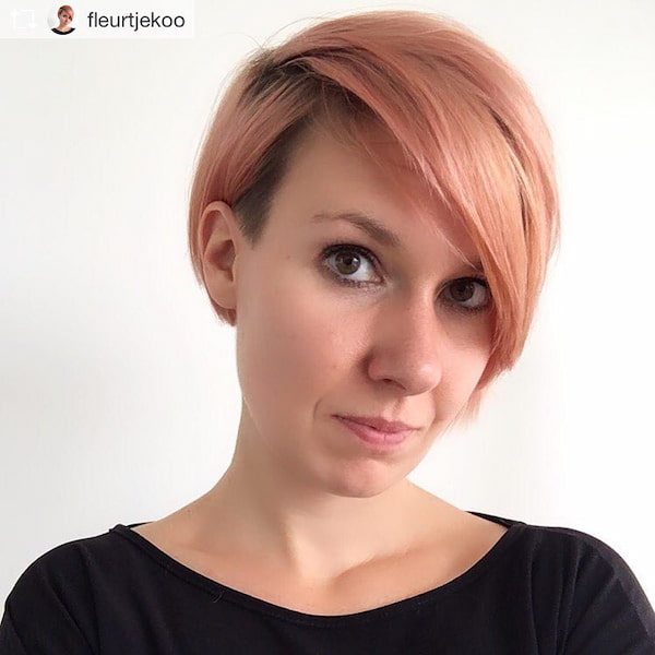 Orange Short Haircut with Side Bangs