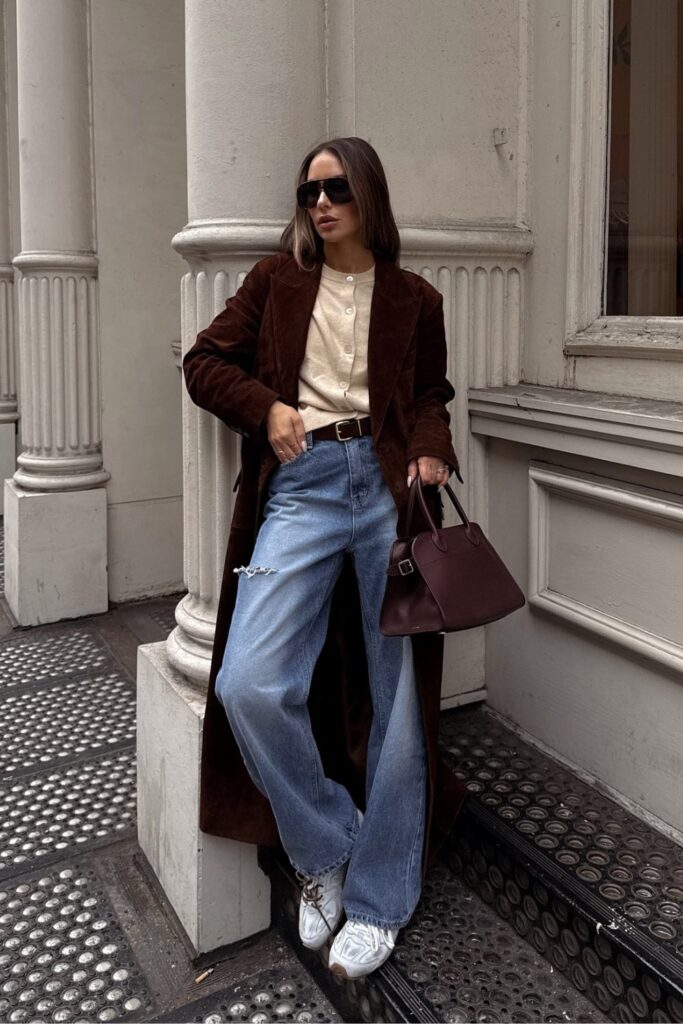 Corduroy Coat and Button-Up Sweater