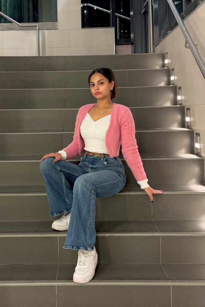 Fuzzy Cardigan and Crop Top