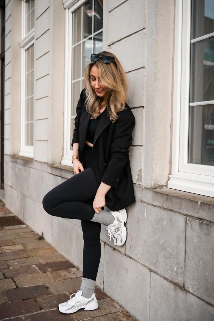 All-Black with White Sneakers