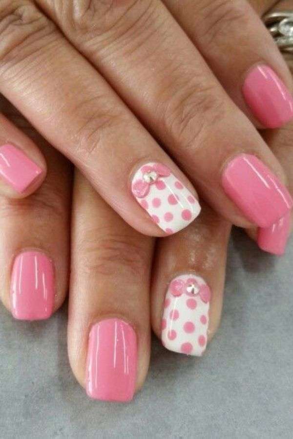 Playful Patterns Pink Chevron and Polka Dot Nails