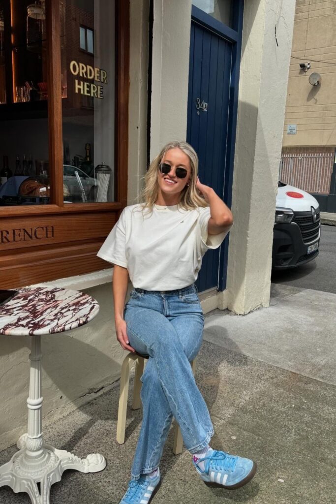 White Oversized T-Shirt and Wide-Leg Jeans