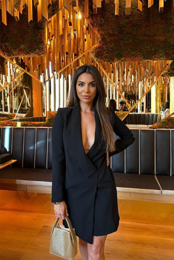 Black Plunging Blazer Dress