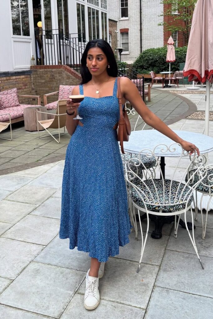 Blue Polka Dot Maxi Dress