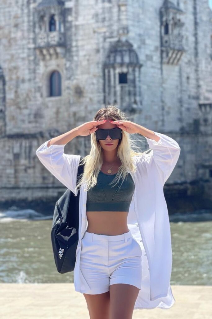 White One-Shoulder Crop Top and Shorts