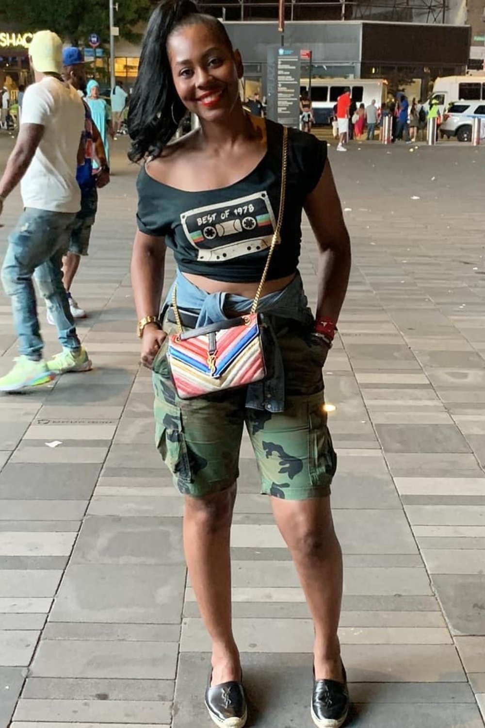 Graphic Crop Top and Camo Cargo Shorts