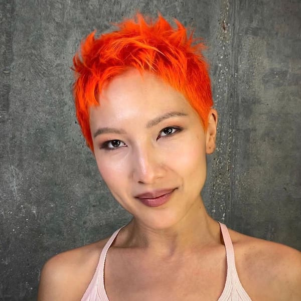 Red Short Hair with Spiky Bangs