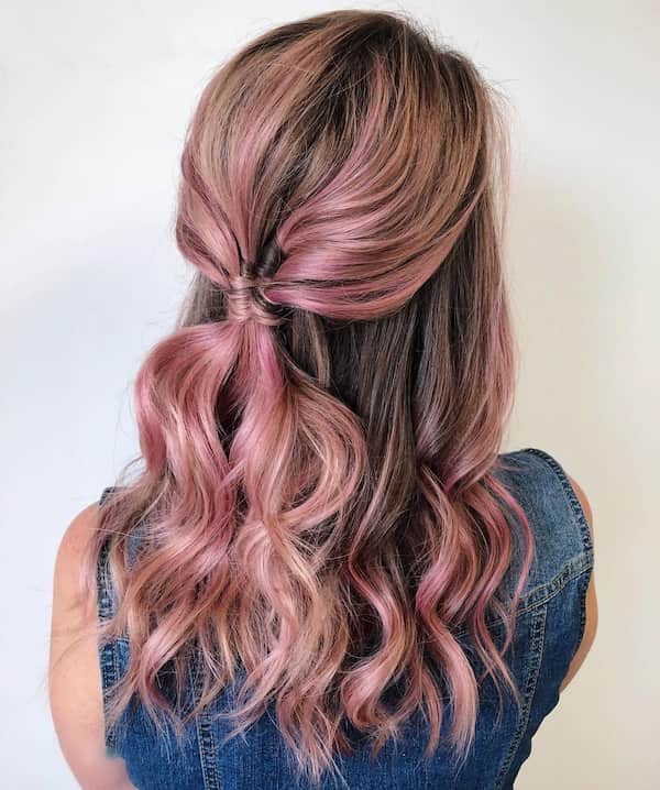 Rose Gold Glam Wavy Half Up Half Down Hair
