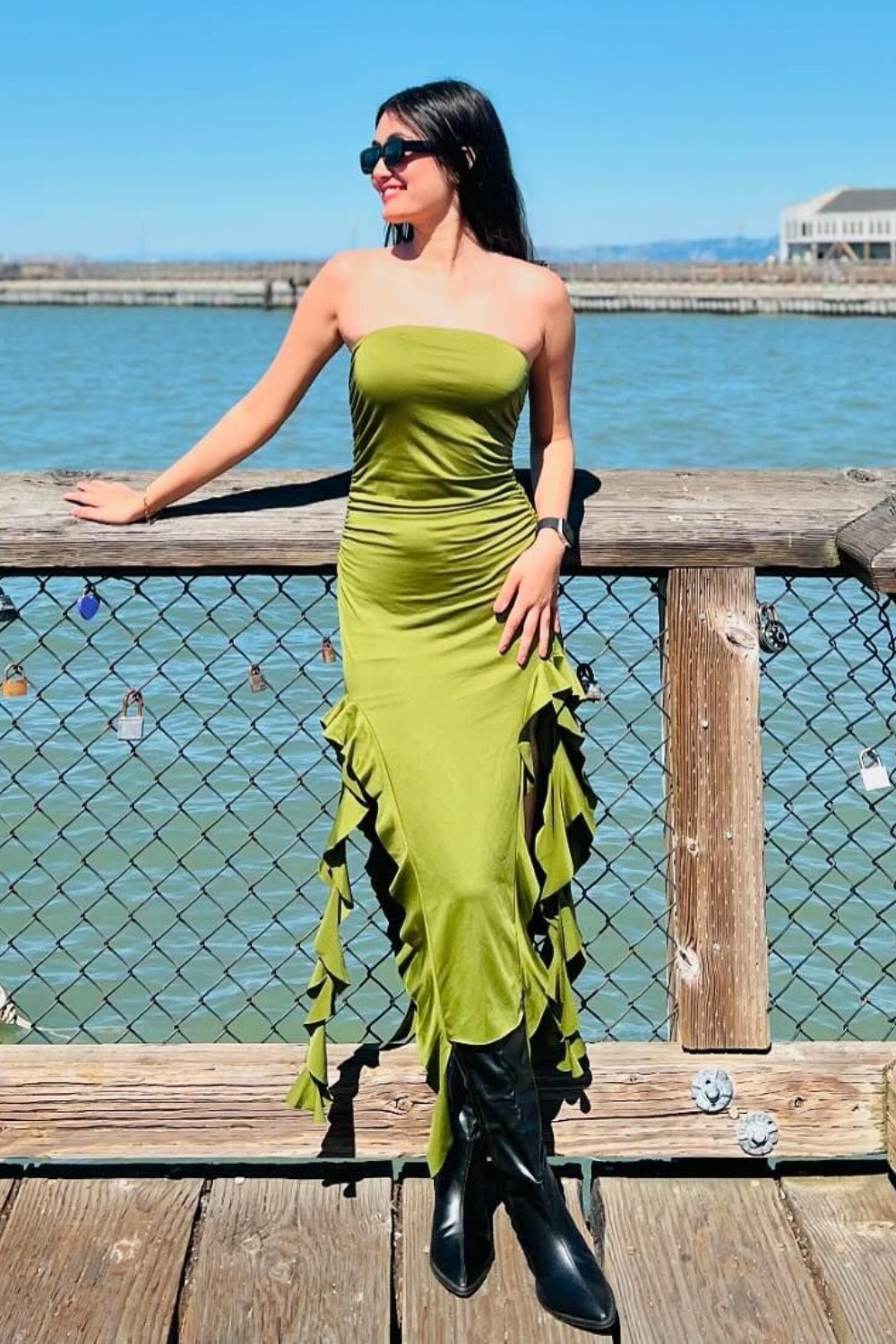 san-fransisco-outfits-10 Strapless Maxi Dress