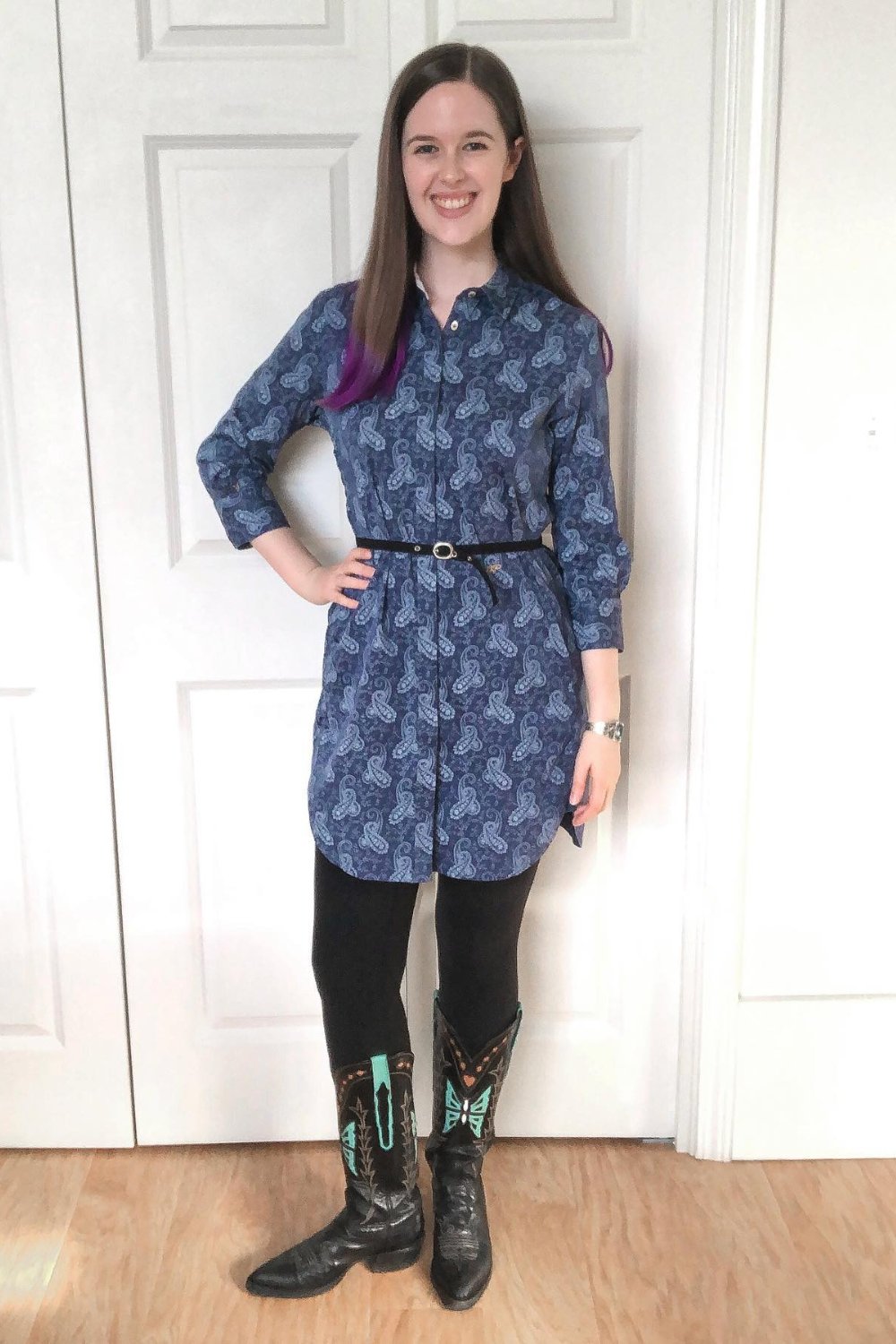 san-fransisco-outfits-8 Shirt Dress and Leggings