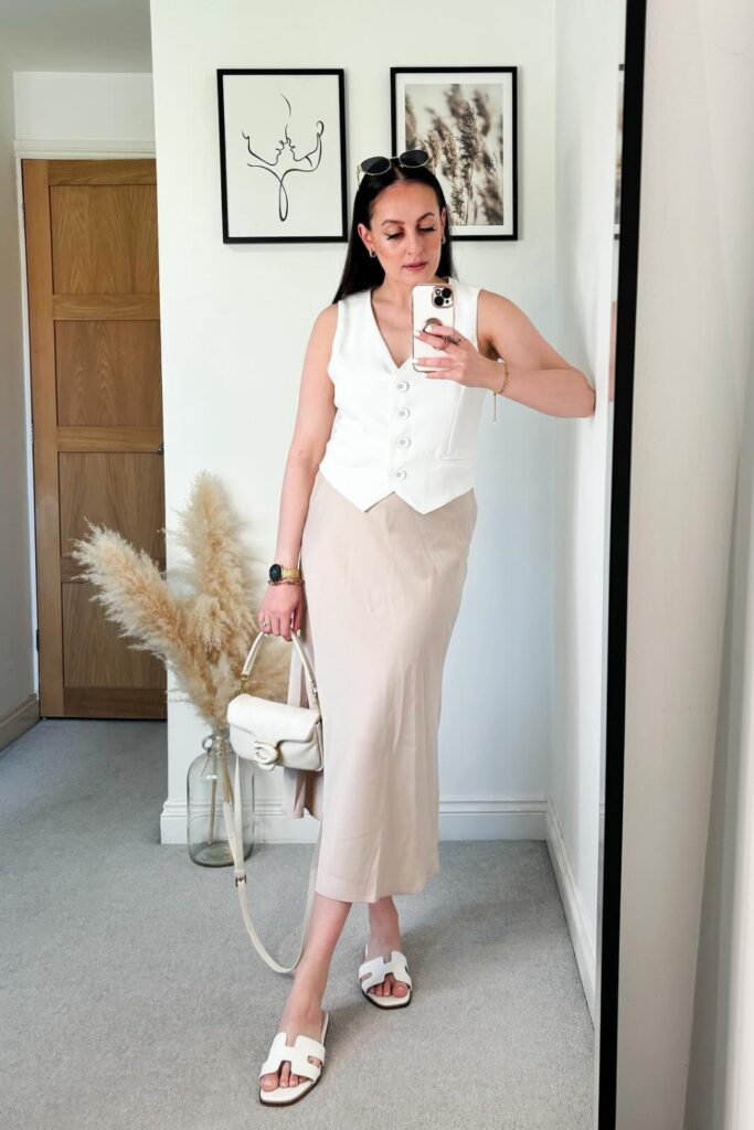 satin-skirt-outfits-5-683x1024-1 Sleeveless Vest & Midi Skirt