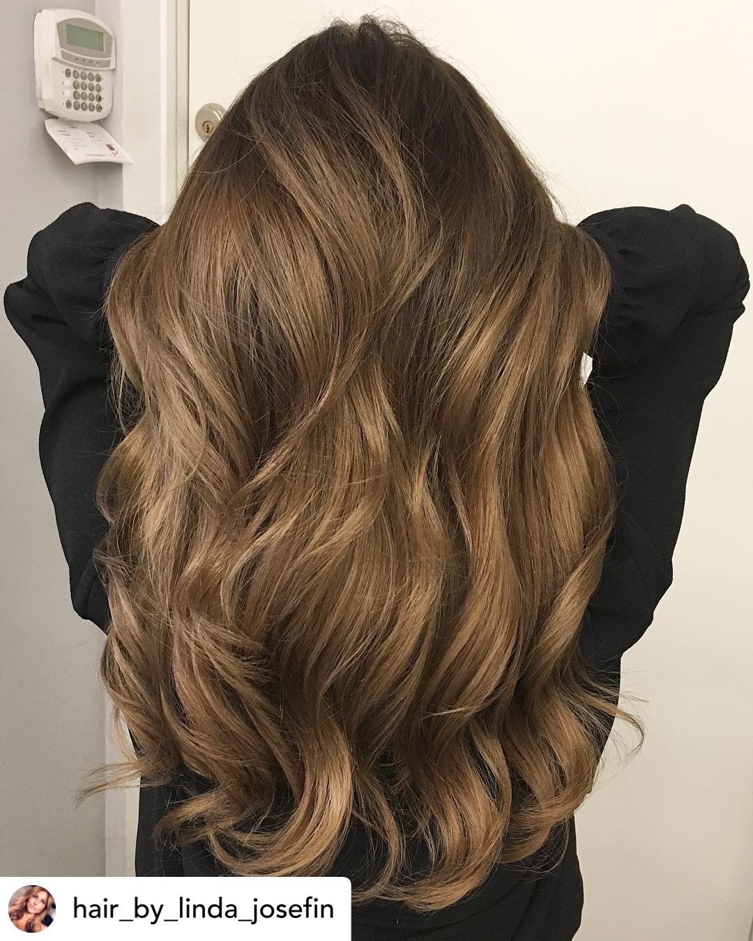 Beautiful golden brown hair color.