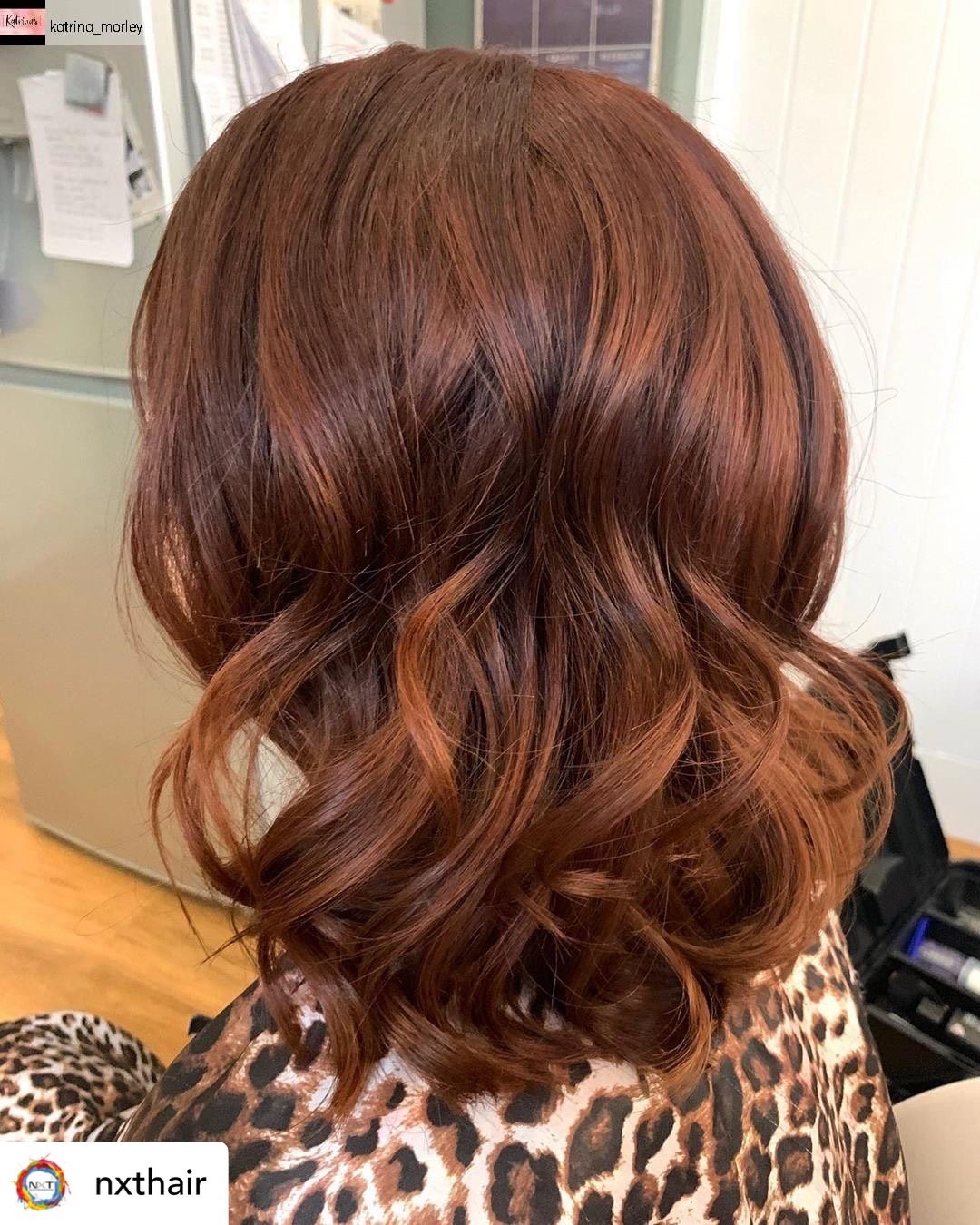 Beautiful cinnamon hair color.