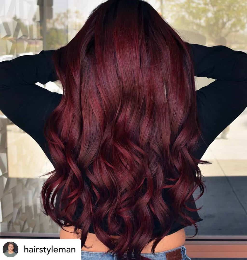 Vibrant deep red hair.