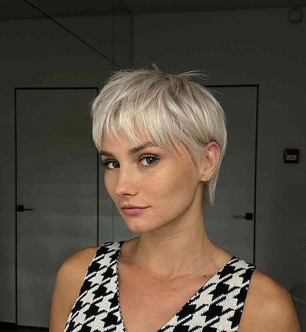 Short Blonde Pixie with Fringe