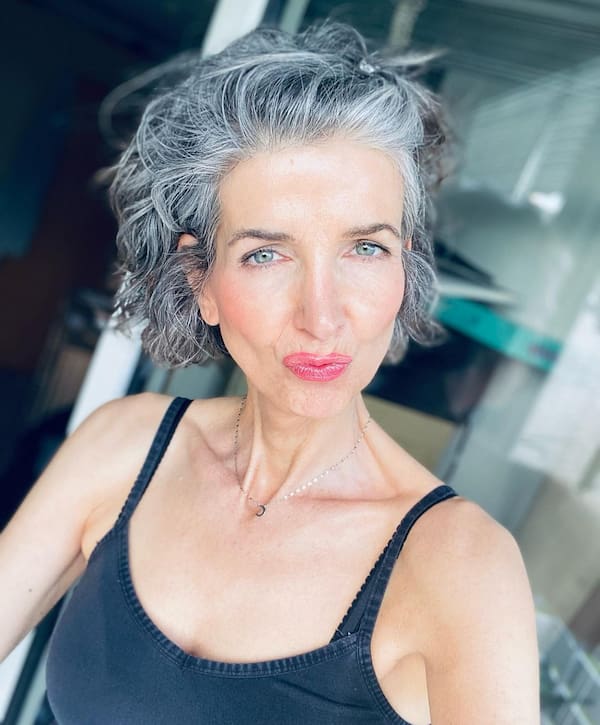 short-blow-out-gray-haircut Short Blow Out Gray Haircut