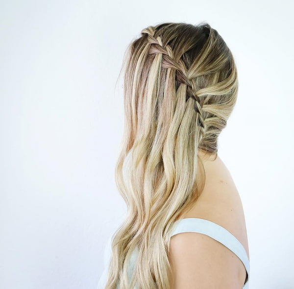 side-side-swept-hair-with-waterfall-braid Side Side-swept hair with Waterfall Braid