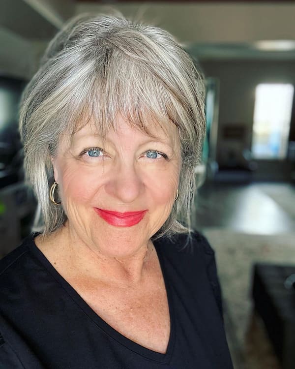 Silver Pixie Haircut with Fringe