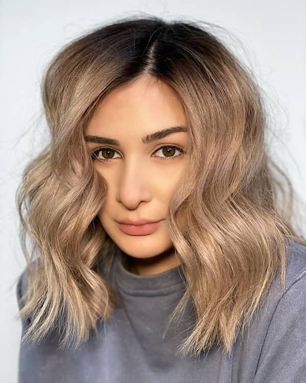 Soft Beige Blonde Long Bob